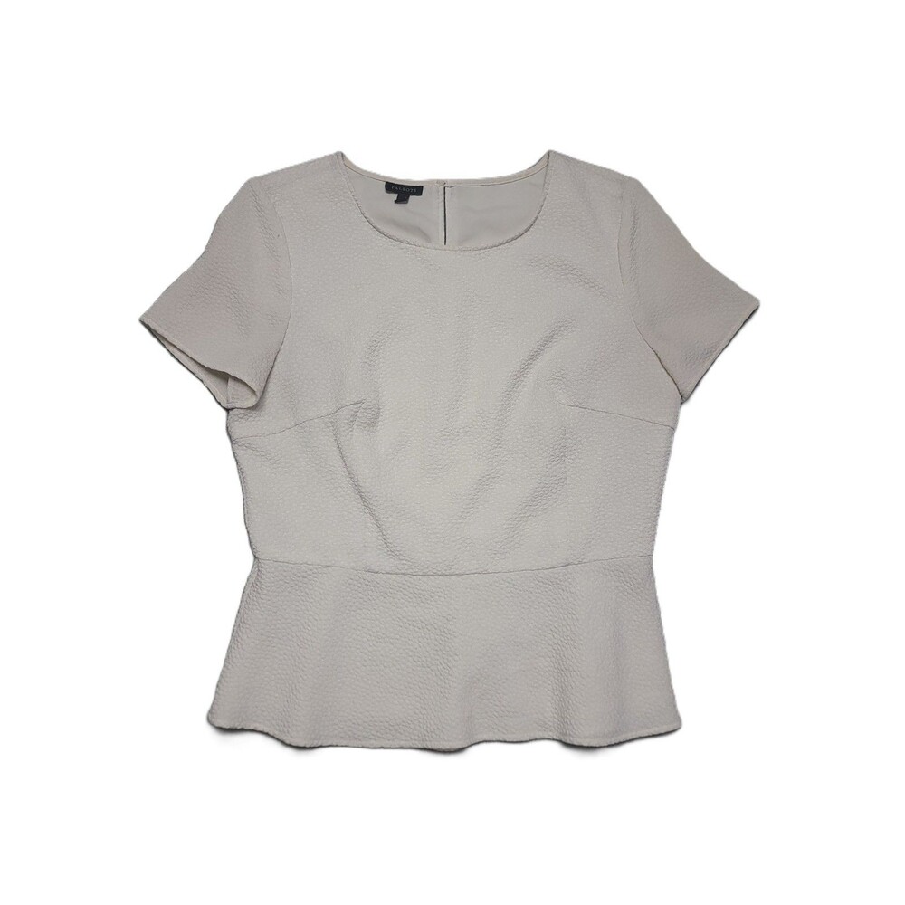 Talbots Peplum Top Womens 6 Textured Off White Blouse Side Zip Shirt